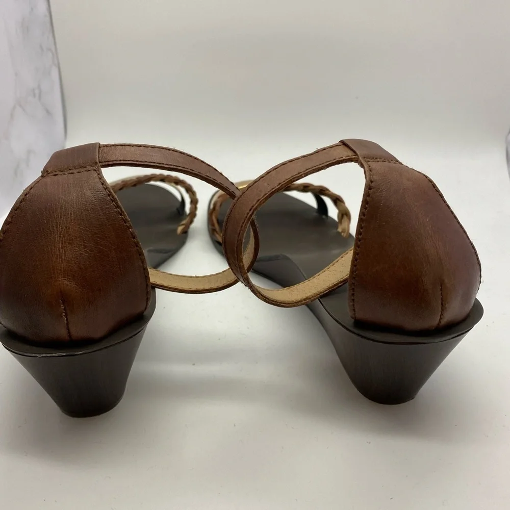 Lucky‎ Brand Ankle Strap Brown Gold Wedge Sandals women’s size 10M